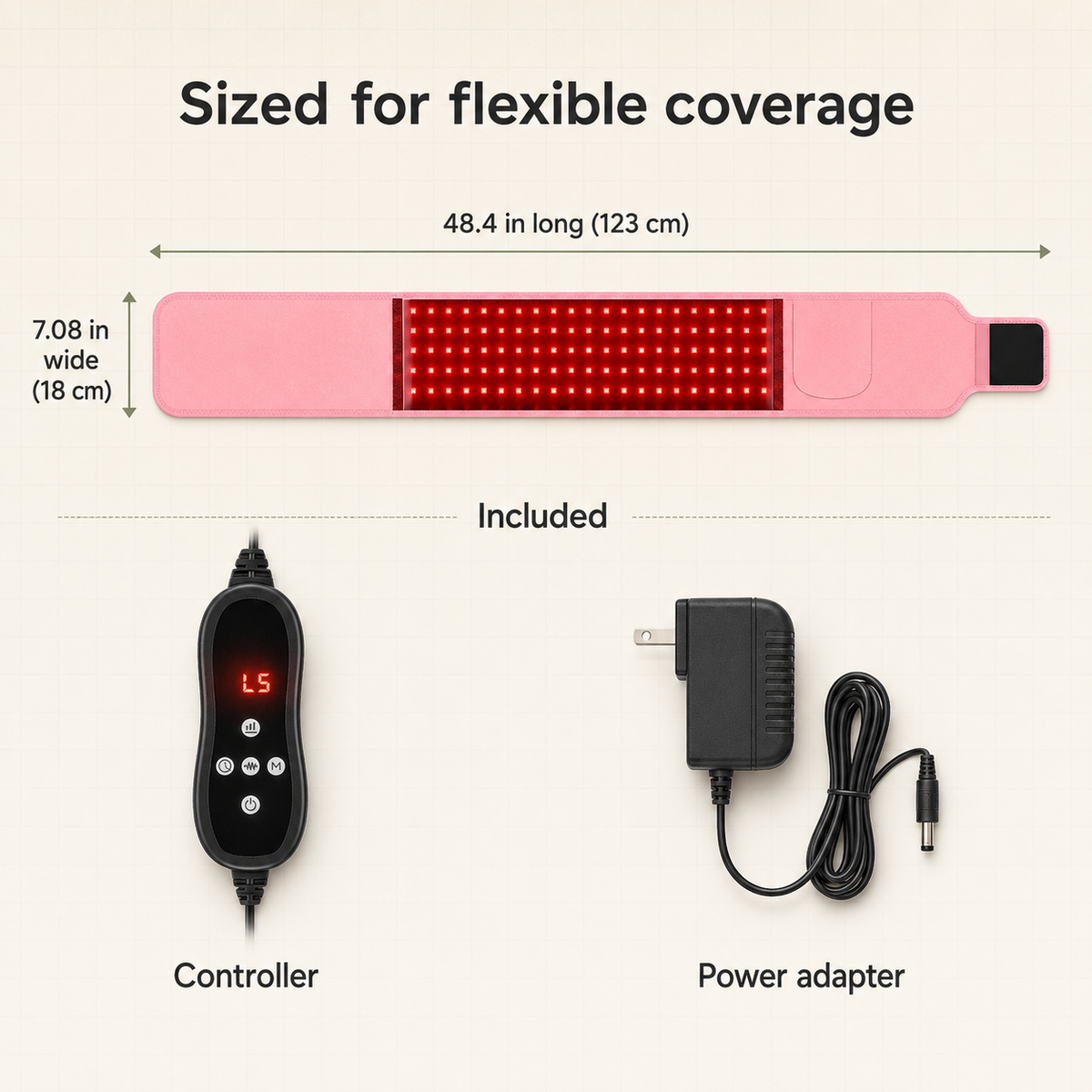 Red Light Therapy Belt with Near-Infrared LEDs and Adjustable Timer