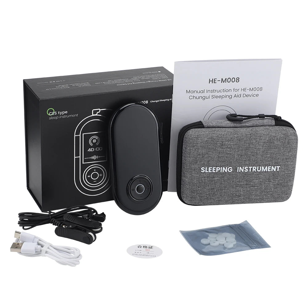 CES Sleep Aid Device | Cranial Electrotherapy Ear Clip Relaxation Device with 9 Intensities & USB-C Charging