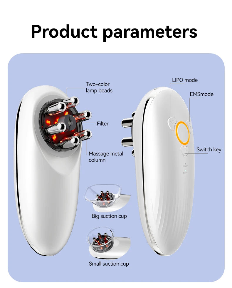 EMS Cupping Massager | Electric Face and Body Sculpting Massager with Suction, Gua Sha & Adjustable Intensity