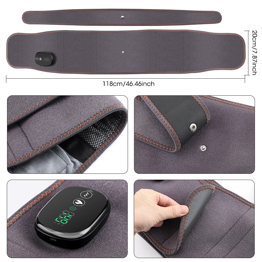 Back Massager Belt with Heat | Cordless Lumbar Heating Pad with Red Light, Vibration & Rechargeable Battery