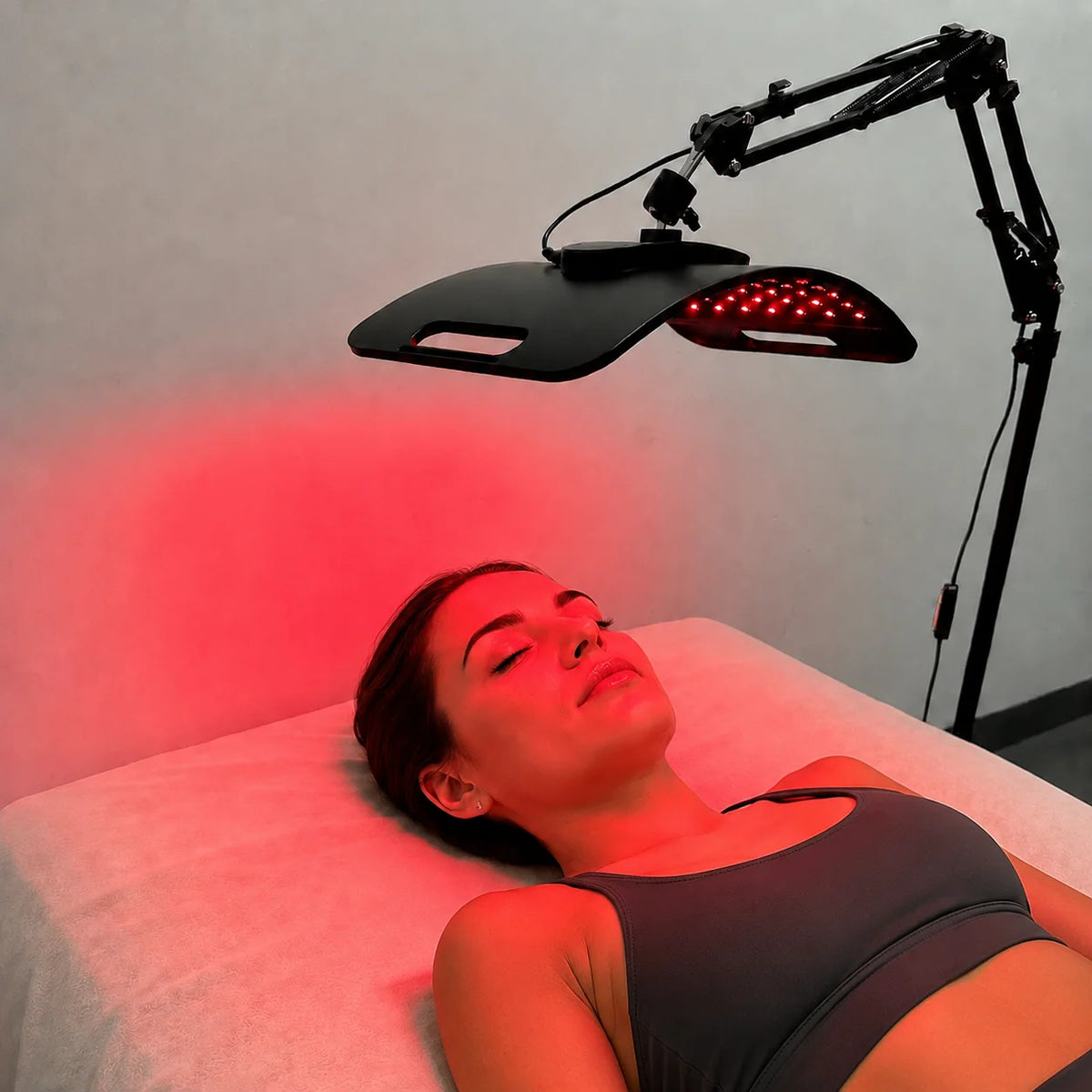 Red Light Therapy Panel with Adjustable Floor Stand, Near-Infrared LEDs and Timer