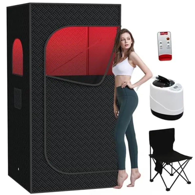 Portable Steam Sauna Tent | Infrared Home Sauna with 2.5L Steam Generator, Chair, 9 Heat Levels & 99-Min Timer