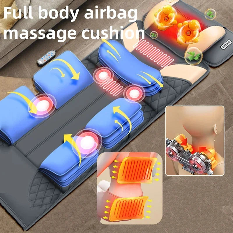 Full Body Massage Mat with Heat | Shiatsu Massage Mattress with Air Compression, Kneading Nodes & Hip Vibration