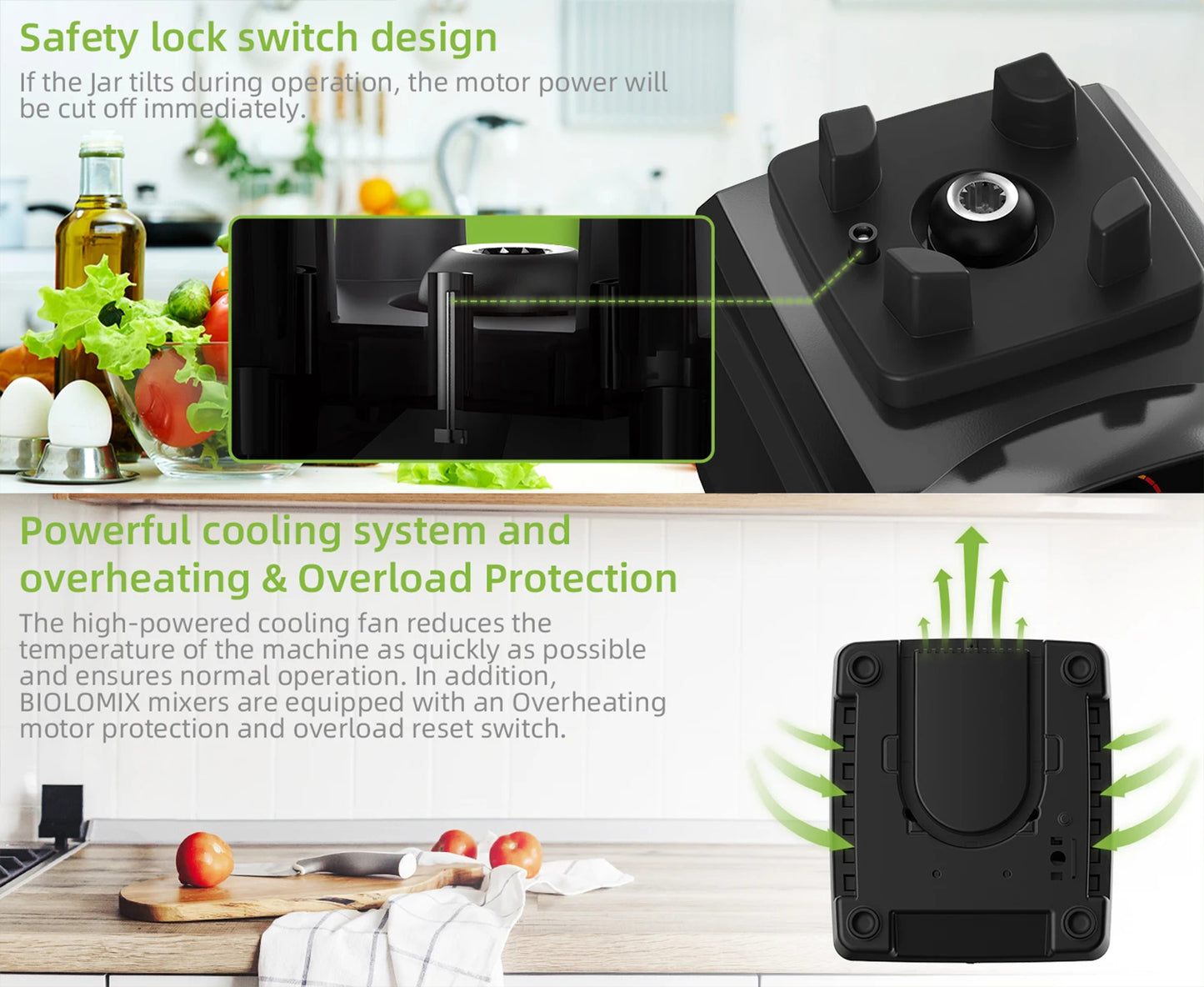 Professional Countertop Blender 2200W | 2L Jar, 6-Blade System, Timer, Ice Crushing