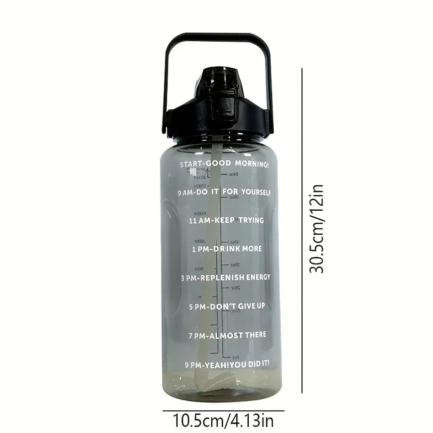 68oz Motivational Water Bottle | 2L BPA-Free Bottle with Time Marker & Straw | Leakproof, Reusable Hydration Tracker for Gym, Office & Travel