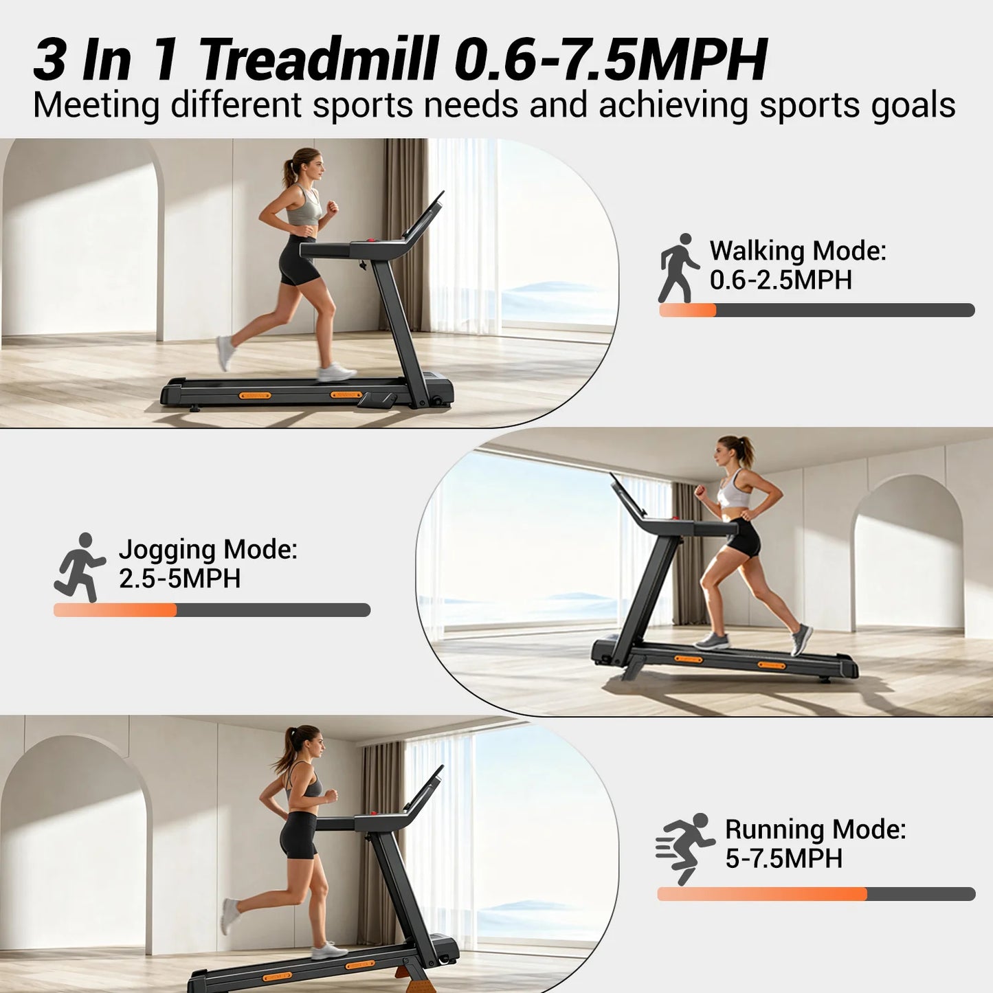 Foldable Smart Treadmill | 3.0HP Brushless Motor, Quiet <45dB, Bluetooth Audio, 7-Layer Shock Absorption & LED Display | Compact Home Running Machine
