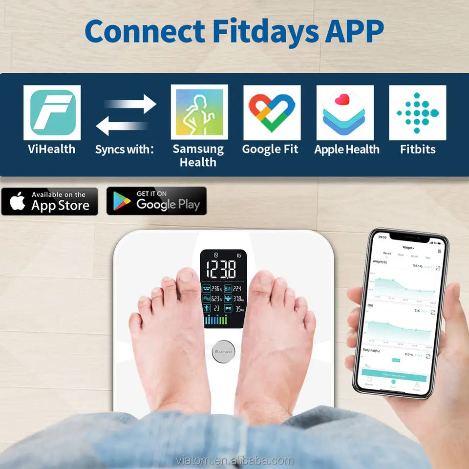 8-Electrode Smart Body Fat Scale with Segmental BIA | 20 Metrics, Color Display, Fitdays App, 24 Users & 400 lb Capacity