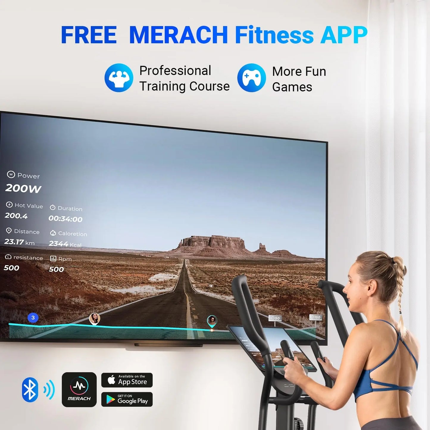 Magnetic Elliptical Machine with 18.5-Inch Stride | 8 Resistance Levels, LCD Monitor, Heart Rate Sensors, 400 lb Capacity & Self-Powered Design