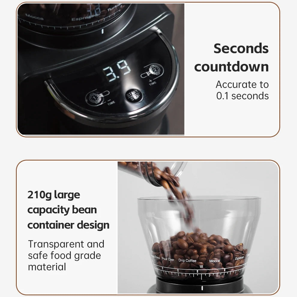 Automatic Burr Coffee Grinder | 34 Grind Settings, Flat Burr, Precision Control