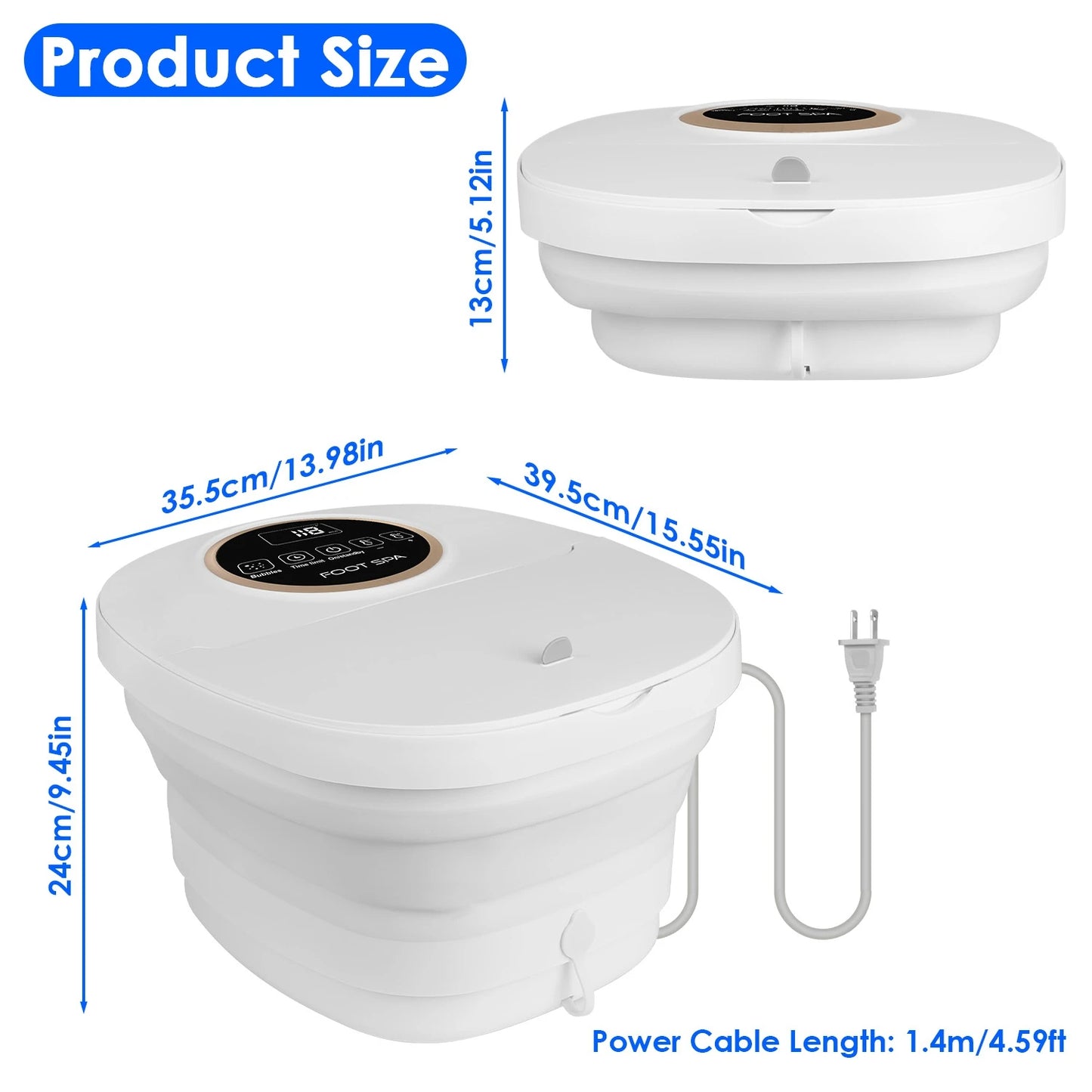 Collapsible Heated Foot Spa Bath Massager with Bubbles, 6 Rollers & Remote | 11L Basin, 95–118°F Control & Space-Saving Design