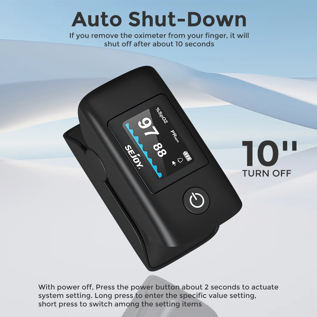 Fingertip Pulse Oximeter, Blood Oxygen and Pulse Rate, Rotating OLED Display