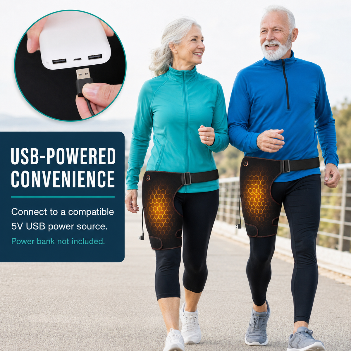 USB-Powered Heated Hip Wrap with Adjustable Straps