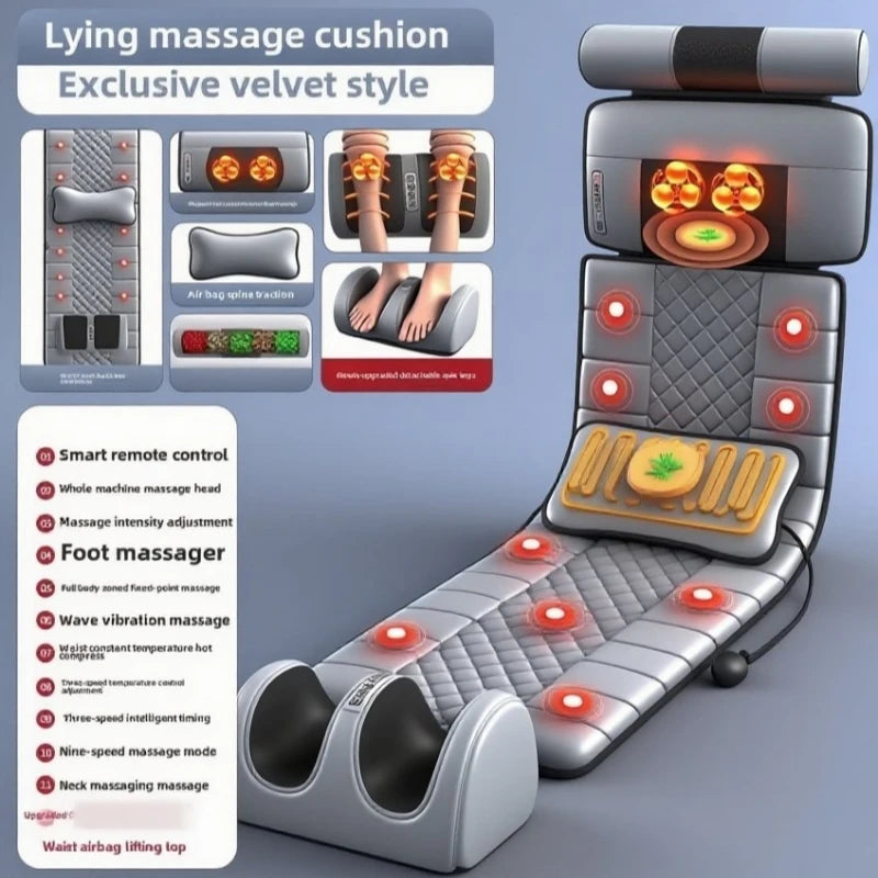Full Body Massage Mat with Heat | 10-Zone Vibration Massage Mattress for Back, Waist, Hips, Thighs & Calves