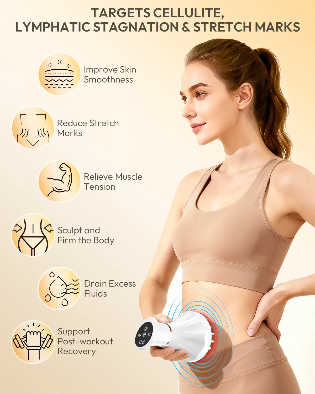 Lymphatic Drainage Massager with Heat | Anti Cellulite Body Massager with Vibration, 3 Modes & 9 Intensities