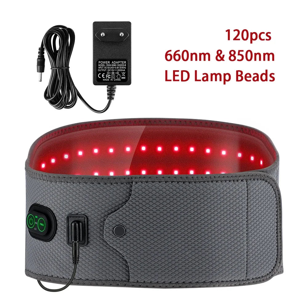 Red Light Therapy Belt | 660nm 850nm Near Infrared Waist Wrap for Lower Back, Lumbar Support & Pain Relief
