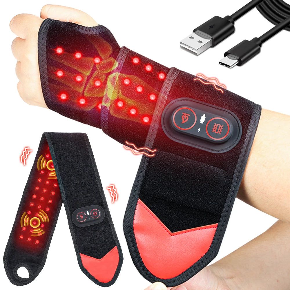 Red Light Therapy Wrap | Infrared Heating Pad with Vibration, 3 Heat Levels, USB-C Rechargeable & Adjustable Fit