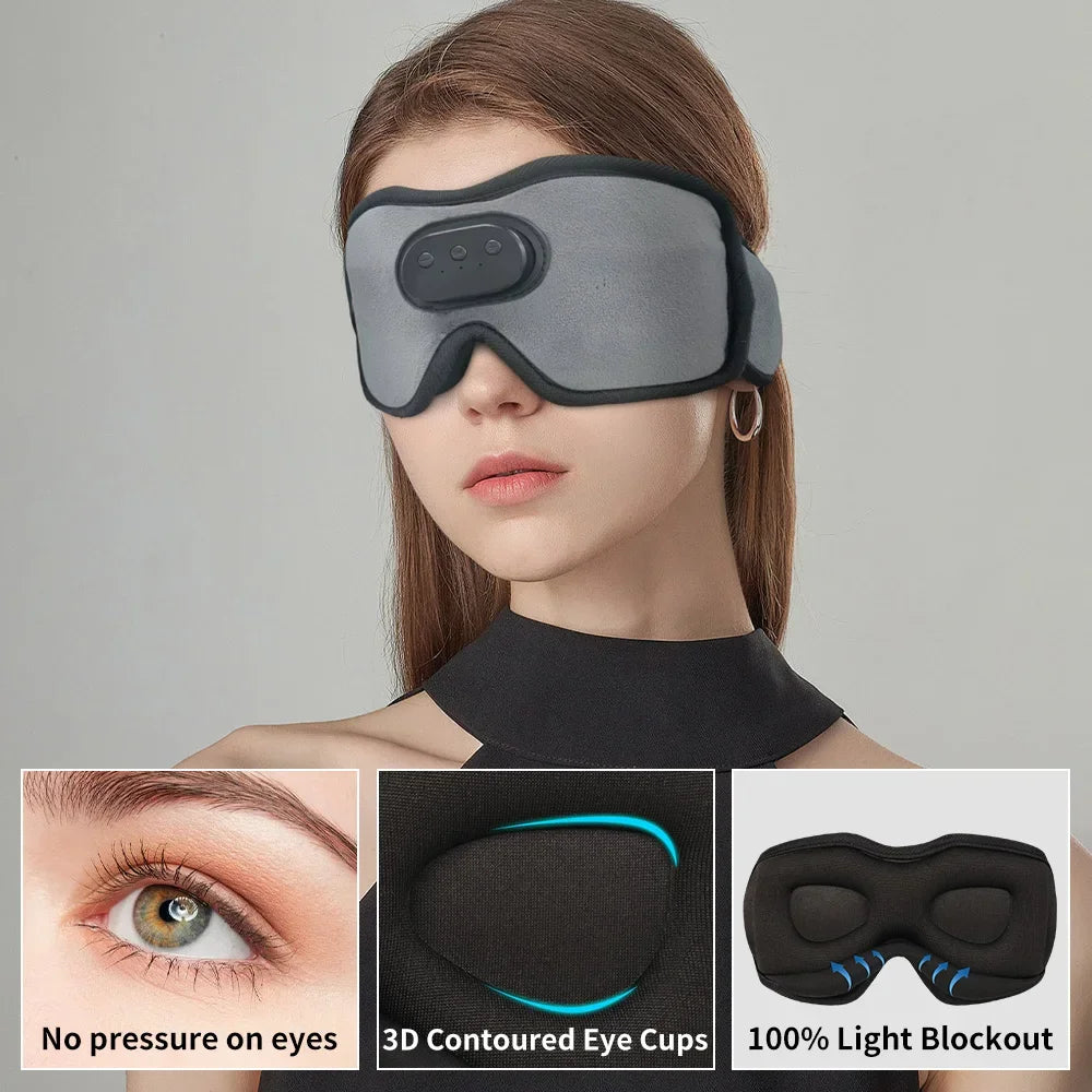 Sleep Headphones Eye Mask | Bluetooth 3D Blackout Sleeping Mask with Wireless Audio, 10H Playtime & Side Sleeper Comfort