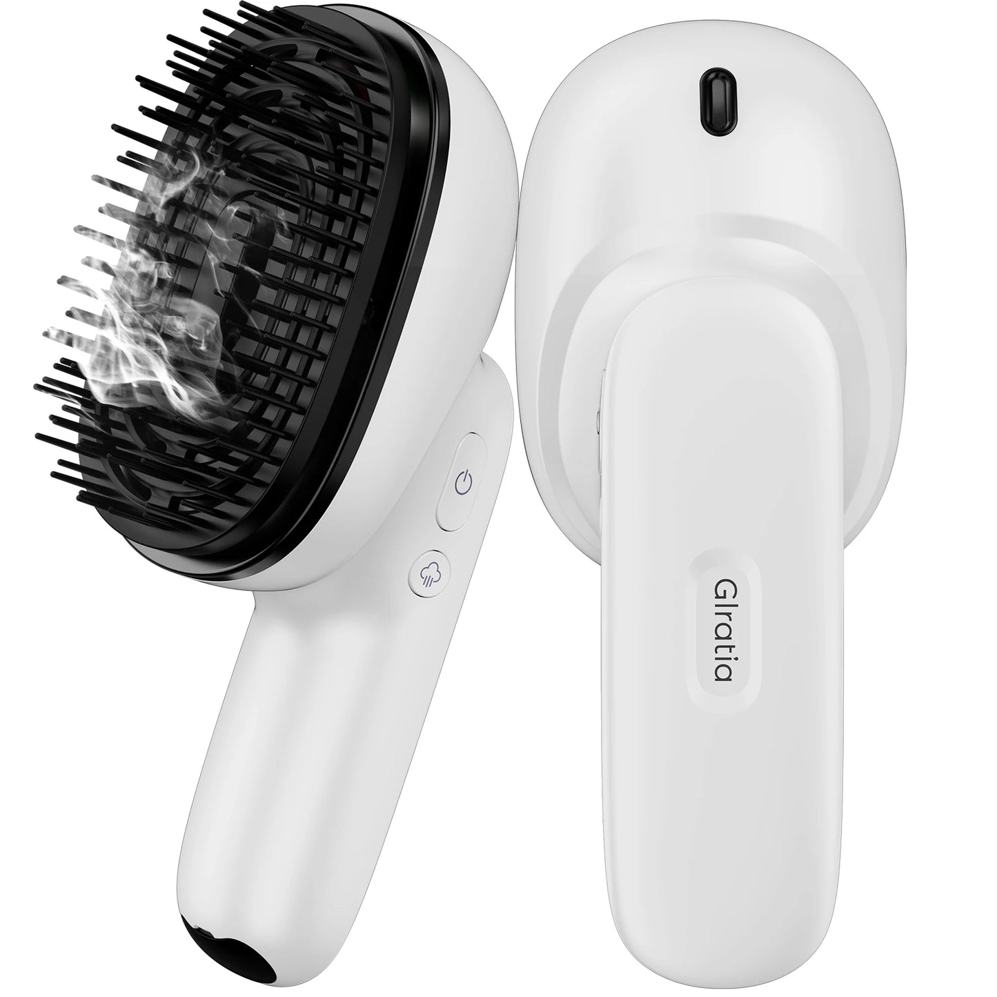 Electric Scalp Massager Brush with Essential Oil Atomizer | 2 Vibration Modes, 4 Oil Cartridges, USB Rechargeable & Washable Head White