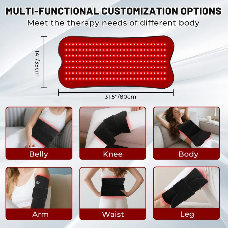 Red Light Therapy Belt | 210 LED 660nm 850nm Infrared Heating Wrap with Remote & Adjustable Heat