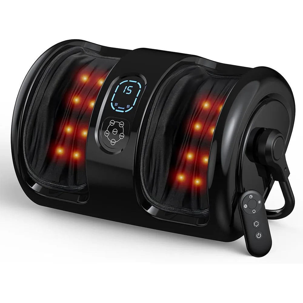 Premium Foot and Calf Massager with Heat | Shiatsu Kneading Leg Massage Machine with Vibration, Rollers & Washable Covers