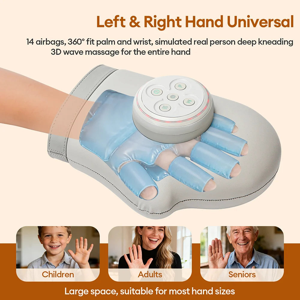 Hand Massager with Heat | Electric Air Compression Hand Massager for Fingers, Palms, Wrists & Arthritis Relief