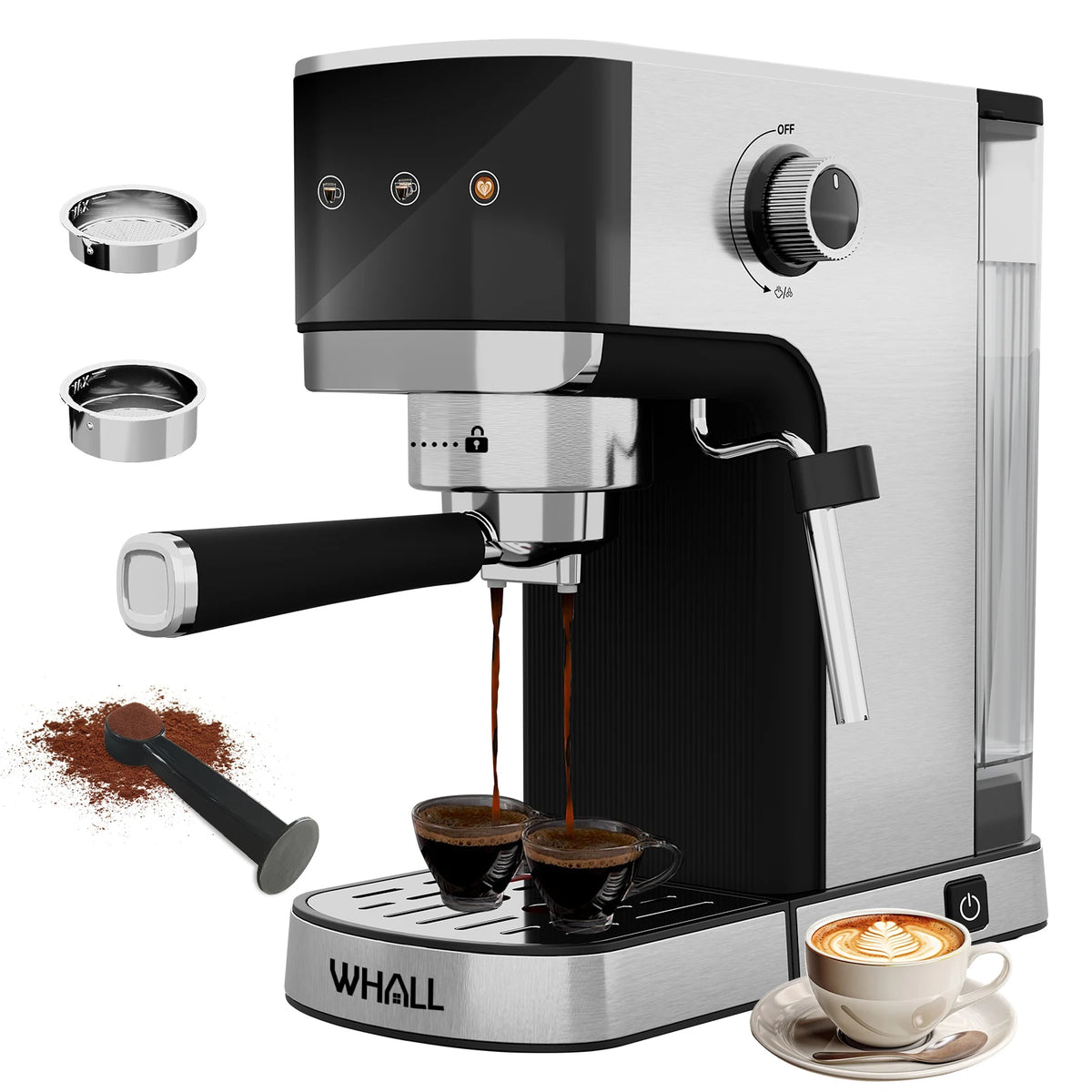 Touchscreen Espresso Machine with Steam Wand and Single/Double-Shot Filters