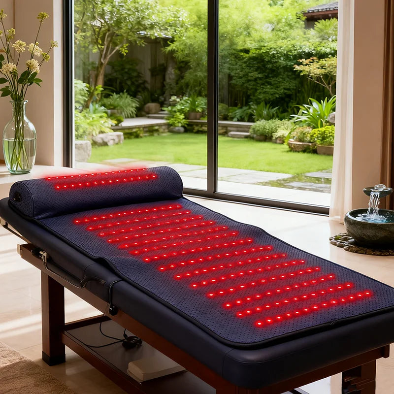 Red Light Therapy Mat with Neck Support | 660nm 850nm Infrared Heat Pad for Neck, Back & Body