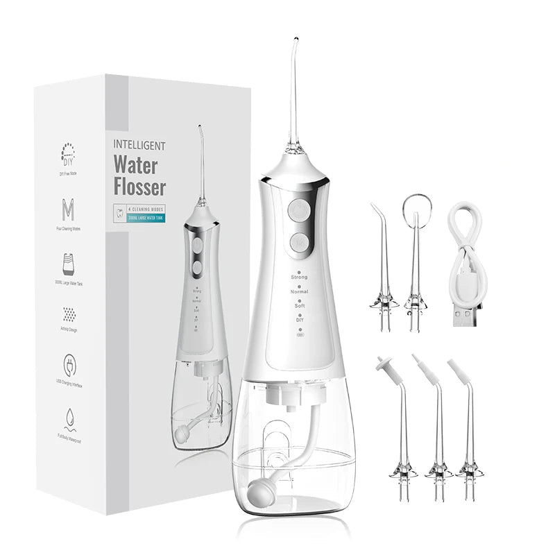 Cordless Water Flosser with 300 ml Tank and 4 Modes White