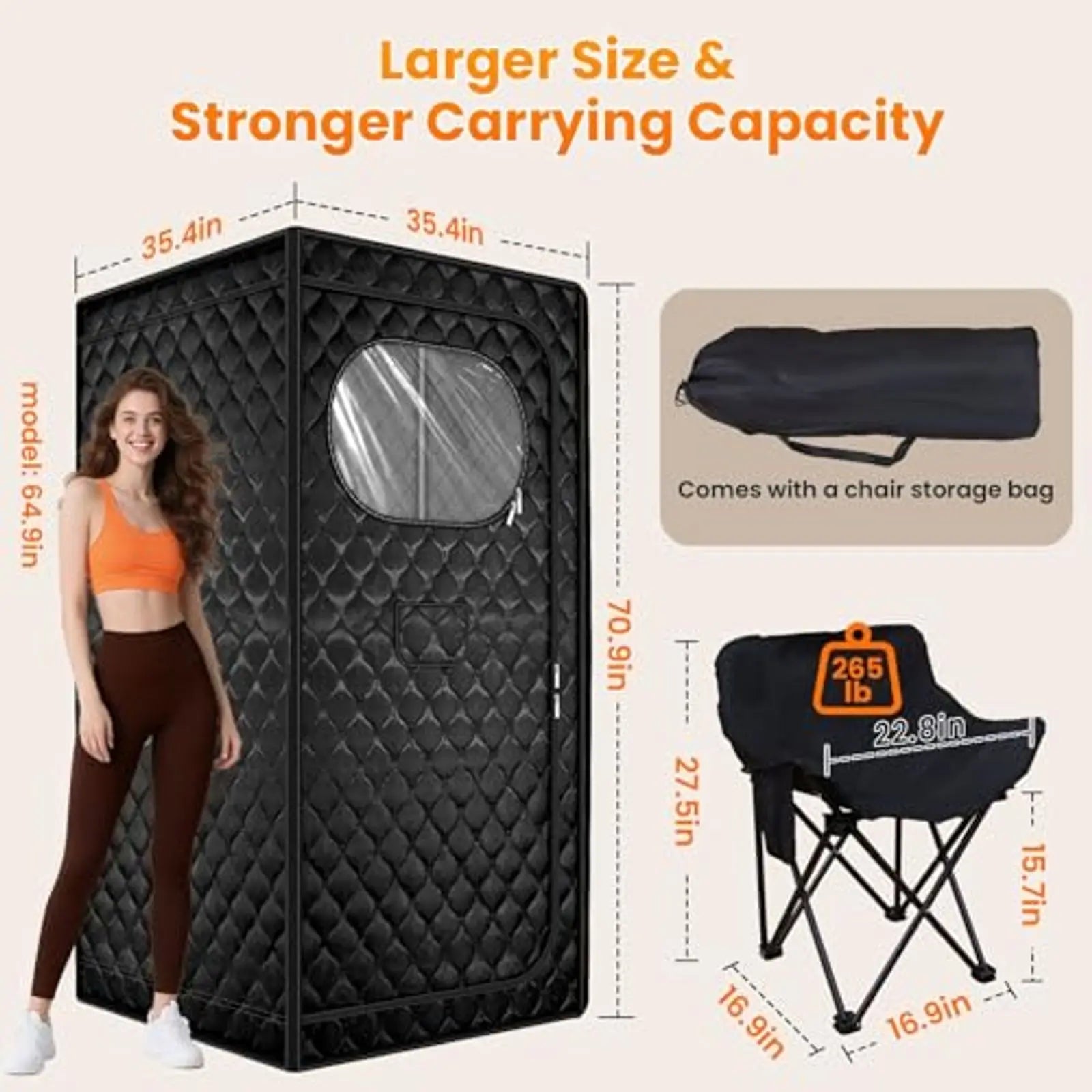 Portable Steam Sauna Tent | Full Size Home Sauna with 3L 1300W Steam Generator, Chair, Timer & 9 Heat Levels