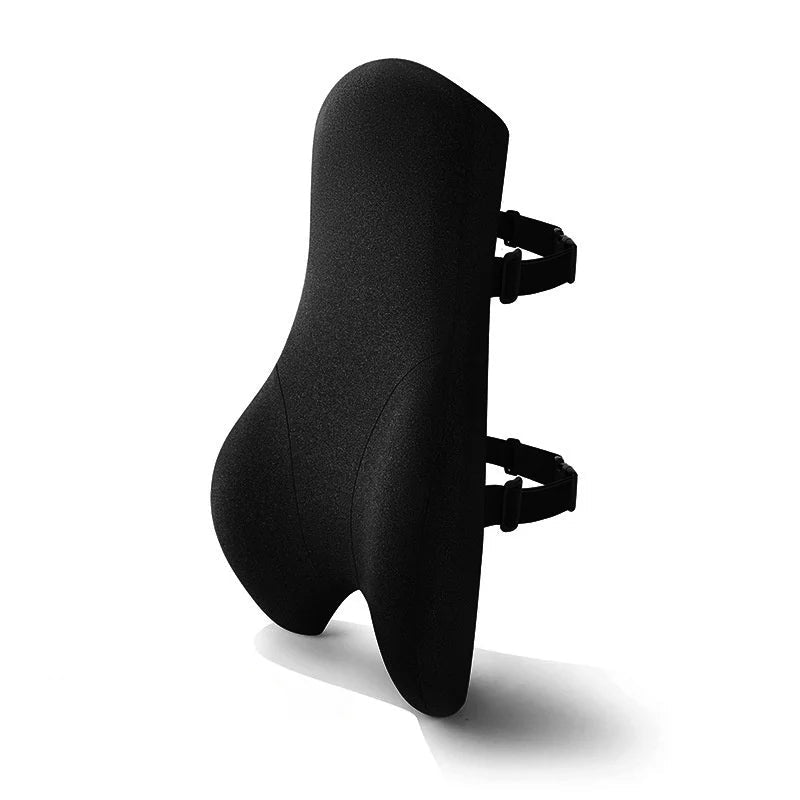 24-Inch Memory Foam Lumbar Support Pillow | Full Back Cushion with Breathable Mesh, Dual Chair Straps & Non-Slip Design Black