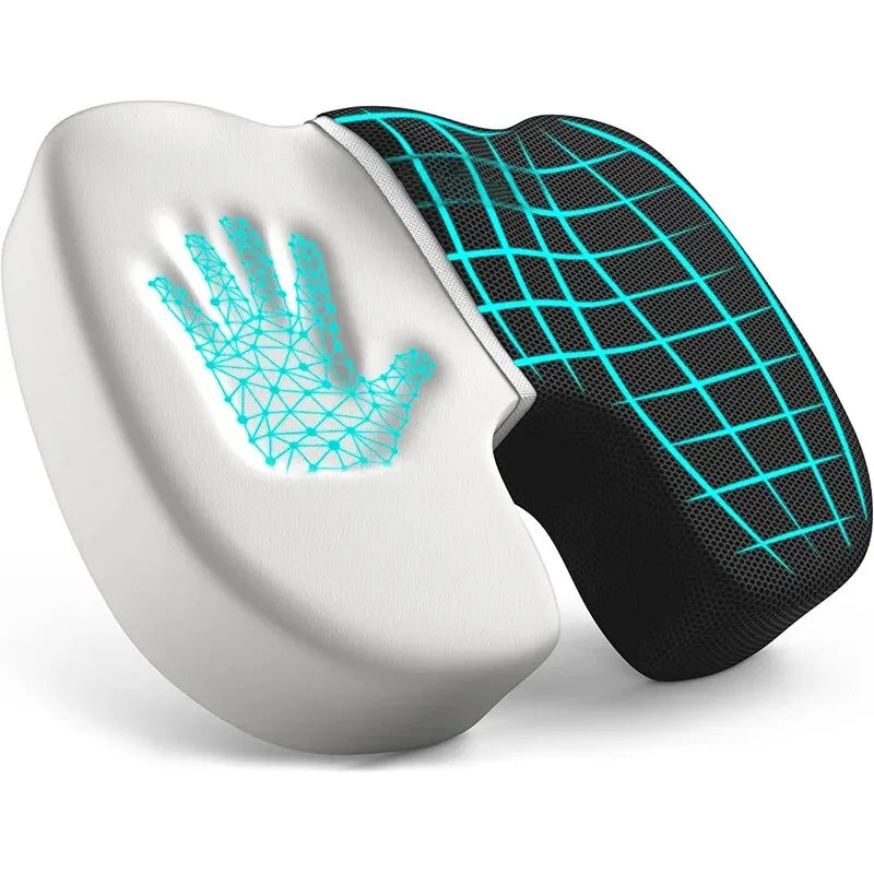 Memory Foam Coccyx Seat Cushion | Ergonomic Office Chair Pillow with U-Shaped Cutout & Removable Washable Cover Black