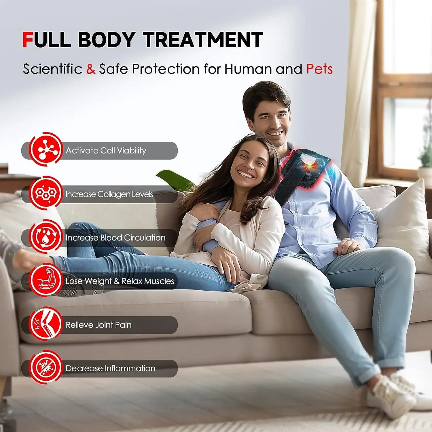 Red Light Therapy Belt | 660nm 850nm Infrared Light Therapy Wrap for Back, Waist, Joints & Muscle Recovery