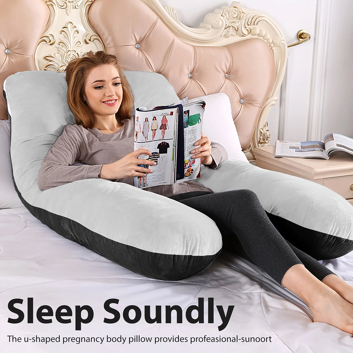 U-Shaped Body Pillow with Removable Fleece Cover