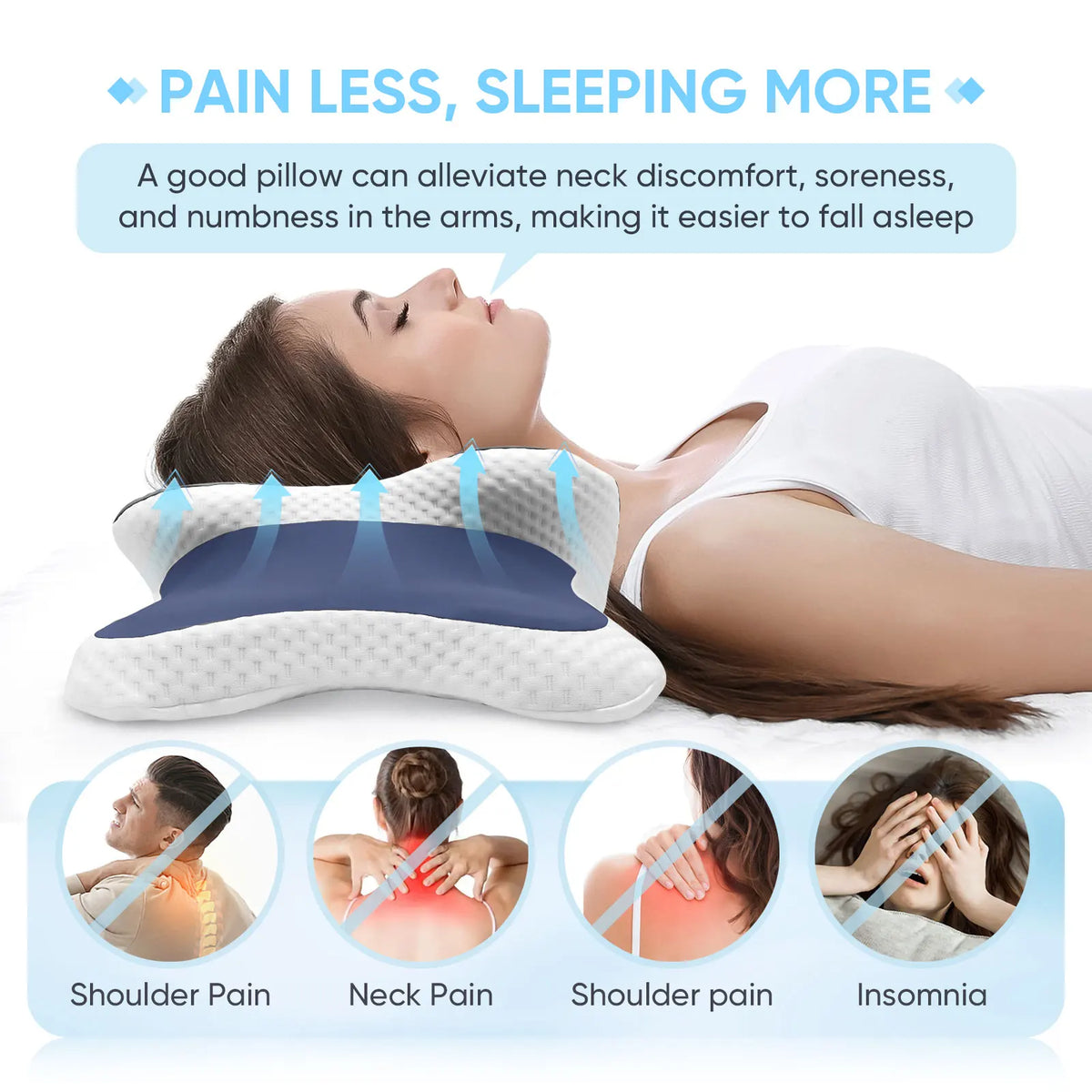 Memory Foam Neck Pillow with Butterfly Contour and Dual Heights