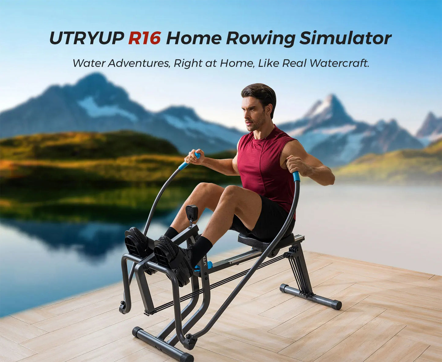 Scull-Style Rowing Machine with 360° Paddle Motion | Adjustable Band Resistance, LCD Monitor & 265 lb Capacity