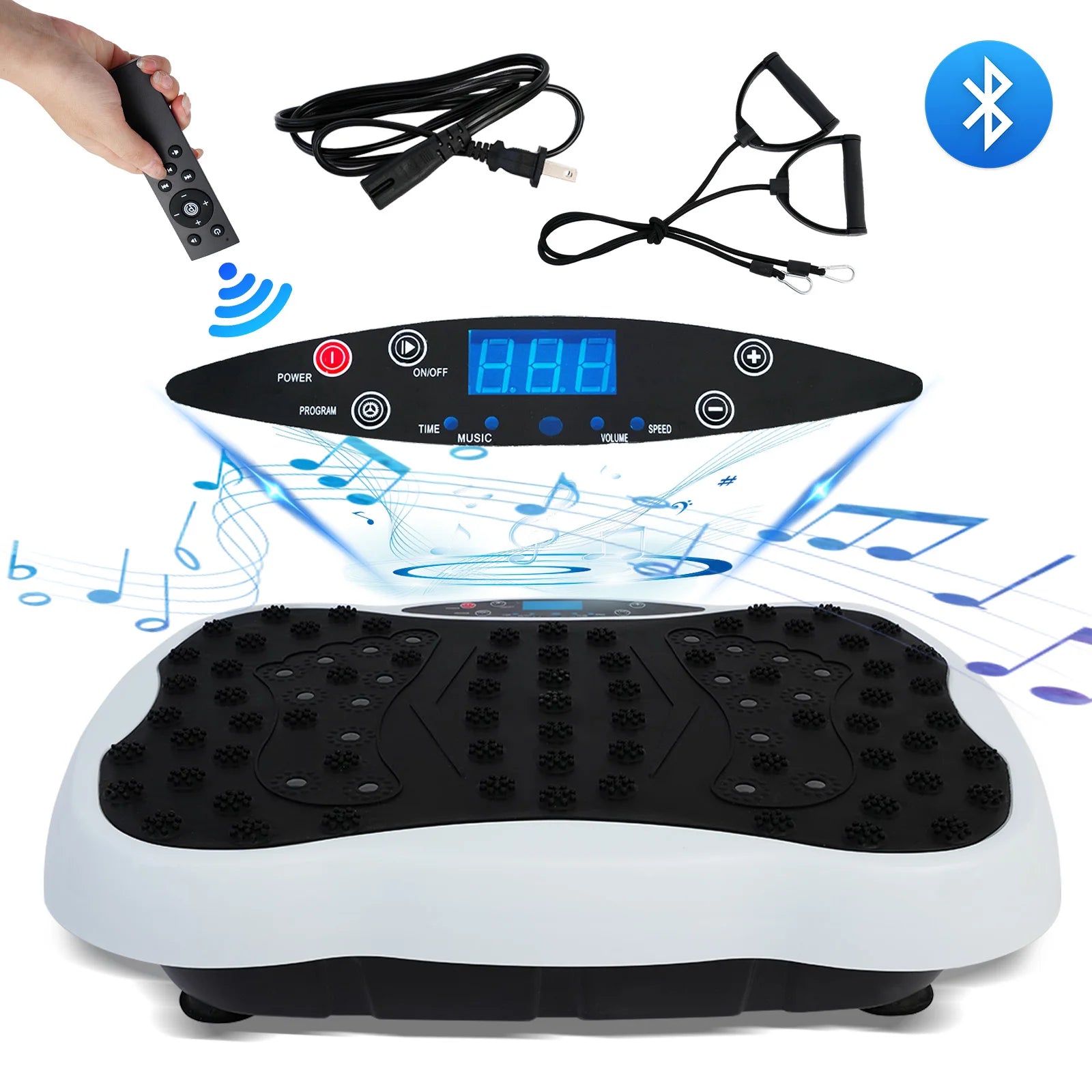 Vibration Plate Exercise Machine | Dual Motor Full Body Shaker with 120 Speeds, Resistance Bands & Remote Control White