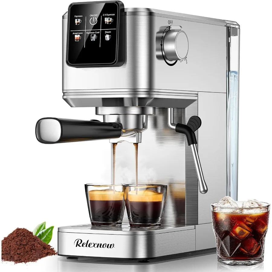 Espresso Machine with Touch Controls, Steam Wand and Iced-Coffee Setting