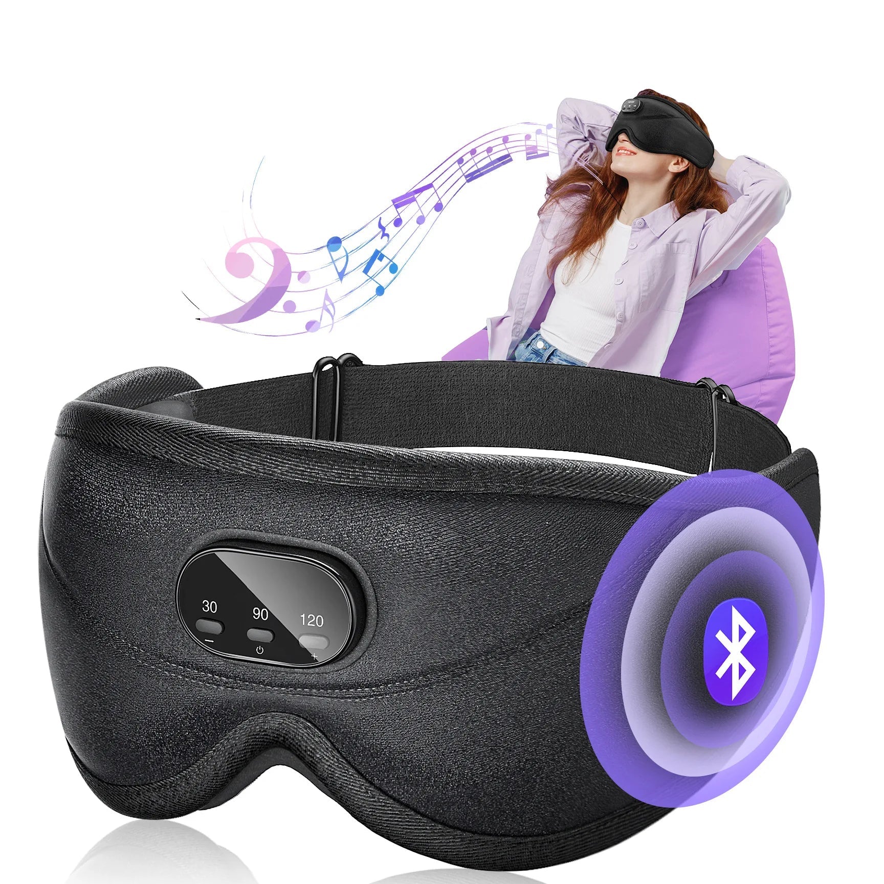 Sleep Headphones Eye Mask | Bluetooth 3D Blackout Sleeping Mask with Wireless Audio for Travel, Naps & Side Sleeping