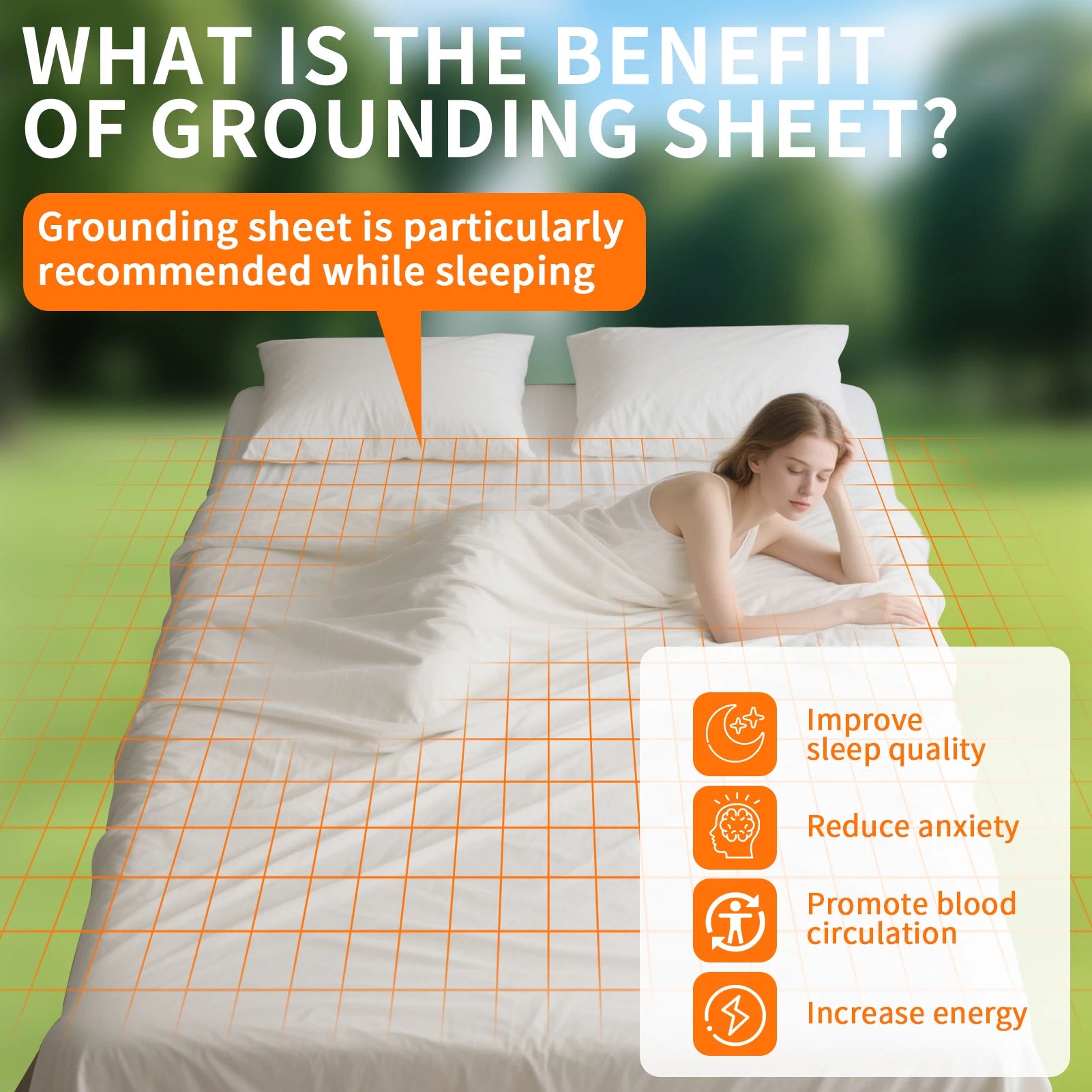 Grounding Bed Sheet | Earthing Sheet with Organic Cotton, Silver Fiber & Conductive Grounding Cable for Better Sleep
