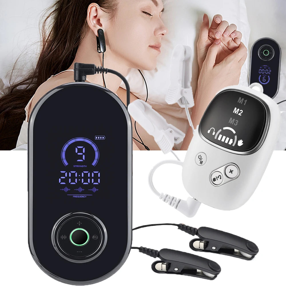 CES Sleep Aid Device | Cranial Electrotherapy Ear Clip Relaxation Device with 9 Intensities & USB-C Charging
