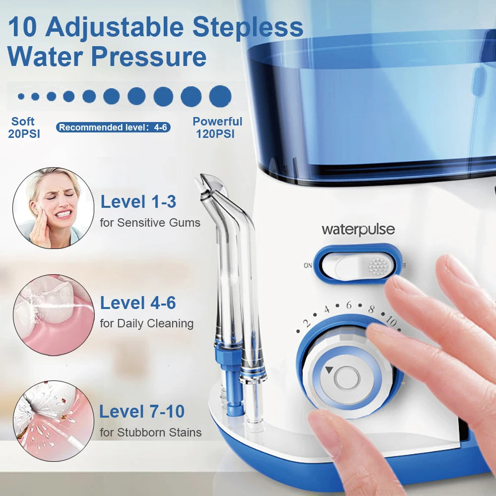 Countertop Water Flosser, 800 ml Tank, 10 Pressure Settings and 5 Tips