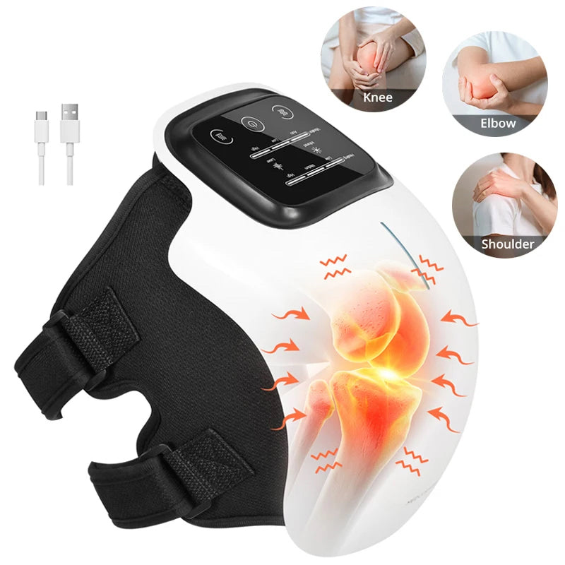 Cordless Heated Knee Massager with Vibration | 3 Heat Levels, 3 Massage Modes, 3000mAh Battery & Adjustable Knee, Elbow and Shoulder Wrap