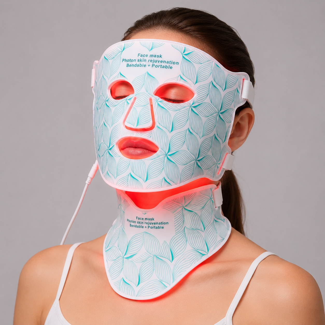 LED Face Mask with Neck Light Therapy | 8-Color Red Light Therapy Mask for Skin Firming, Wrinkles & Acne Care Mask & Neck