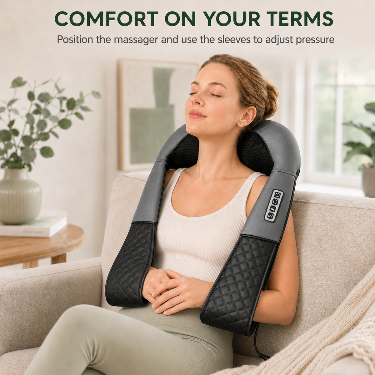 Shiatsu Neck and Shoulder Massager with Heat, 8 Nodes and 3 Speeds