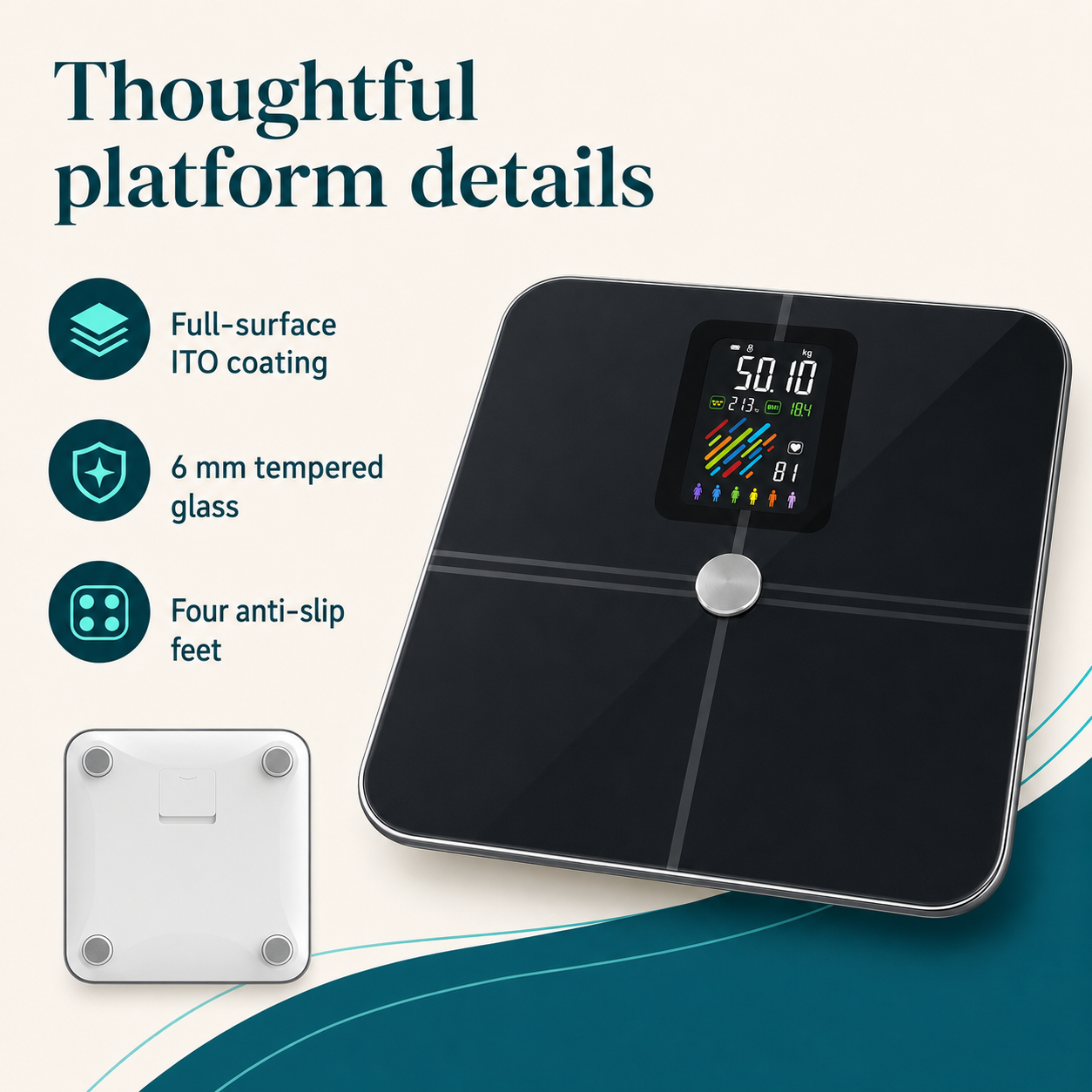 Smart Body Fat Scale with VA Display | 15 Metrics, 0.1 lb Precision, Starfit Bluetooth App, Offline Mode & 400 lb Capacity