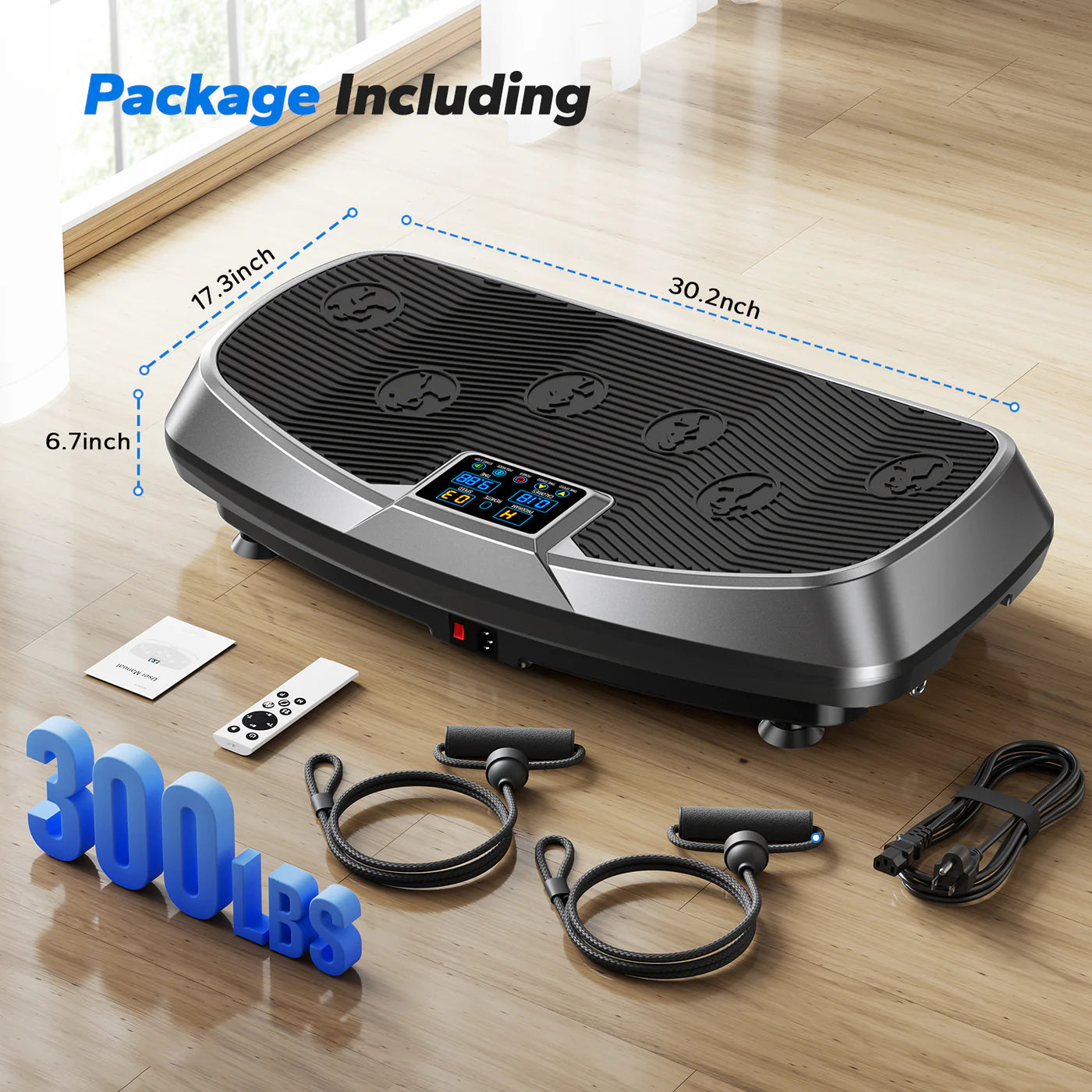 3D Vibration Plate Exercise Machine | Oscillation and Pulse Modes, 30 Speeds, LED Touchscreen & Resistance Bands