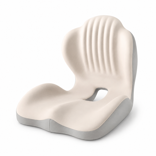 Memory Foam Seat Cushion with Back Support | Ergonomic Office Chair Cushion with Breathable Cover for Office, Car and Home White