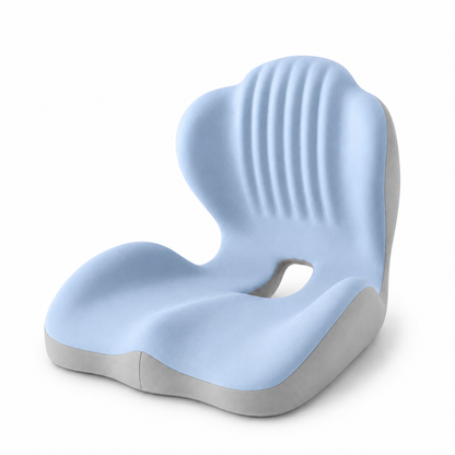 Memory Foam Seat Cushion with Back Support | Ergonomic Office Chair Cushion with Breathable Cover for Office, Car and Home Blue