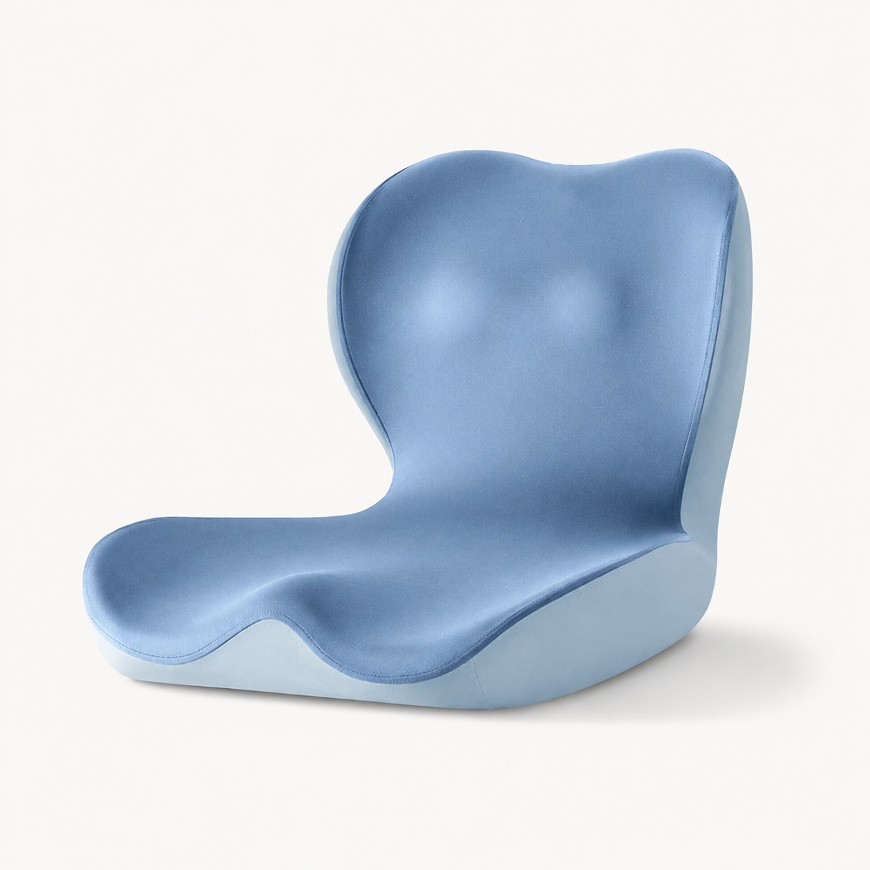 L-Shaped Memory Foam Seat Cushion with Back Support | Breathable Washable Cover for Office, Car and Home Chairs Blue