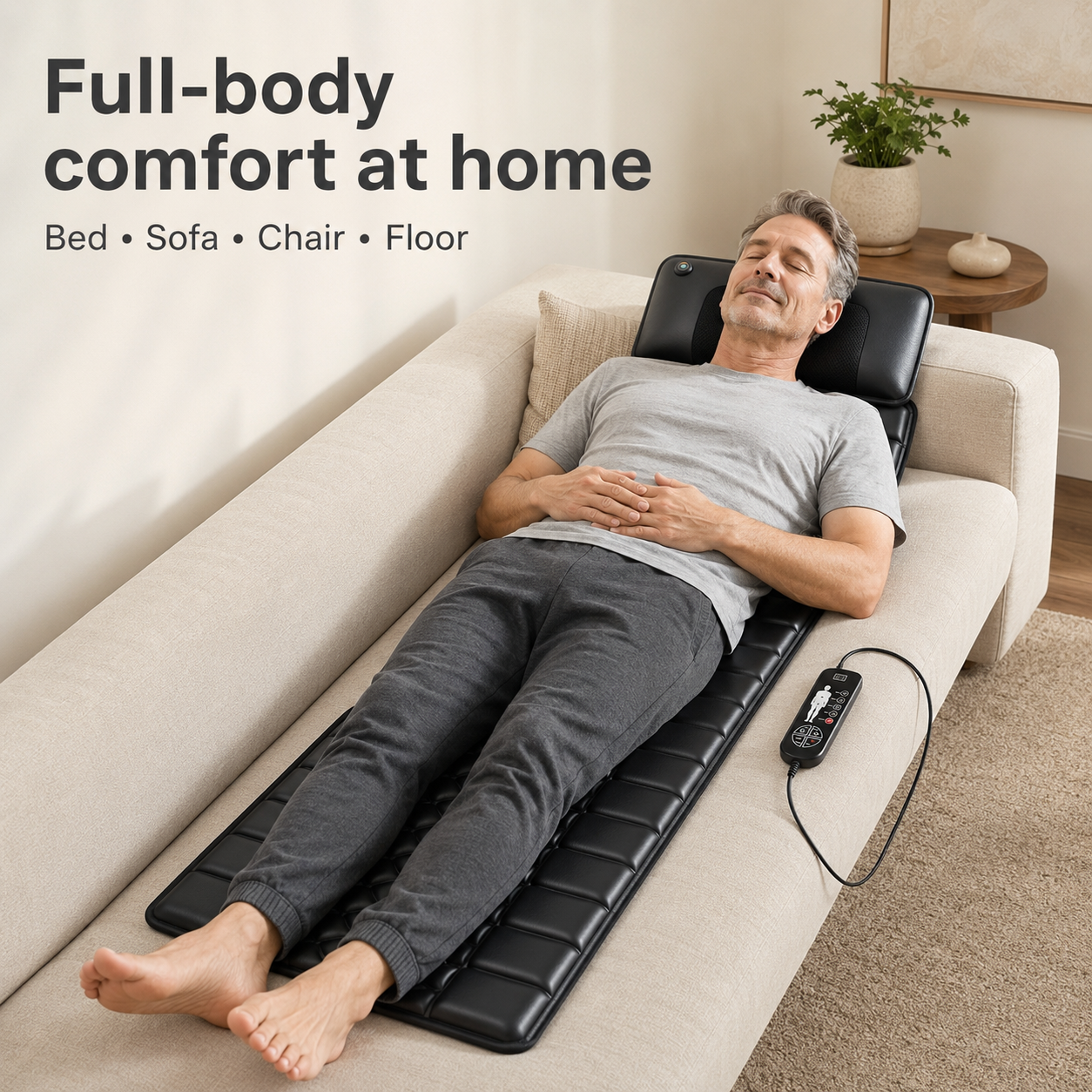 Full Body Massage Mat with Heat, 10 Vibration Points & 9 Modes | Shiatsu Back Massage Pad with Adjustable Intensity and Timer